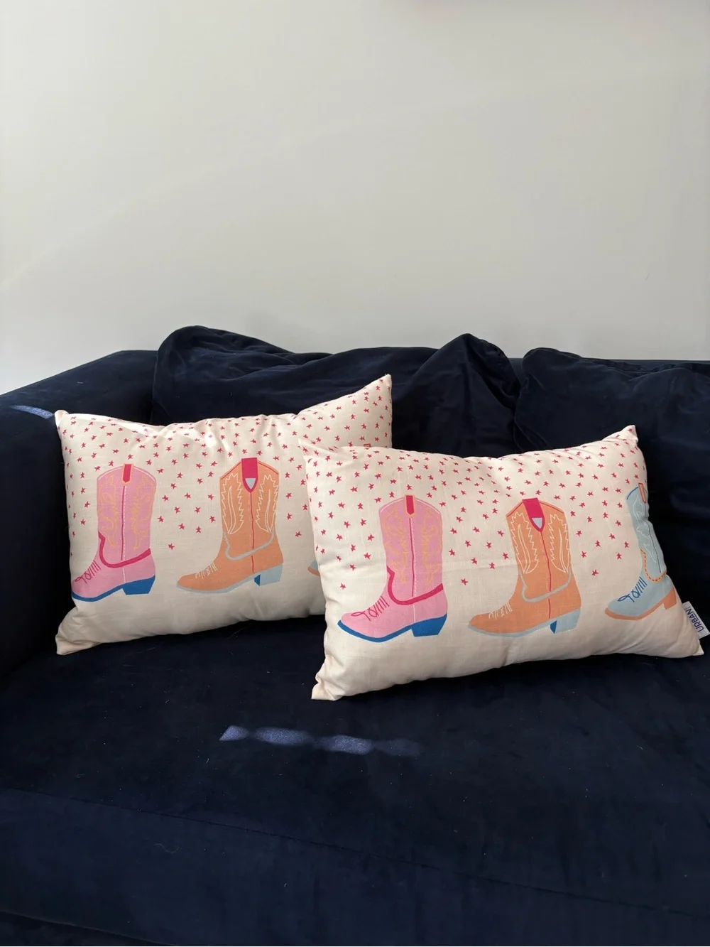 Urban Outfitters Pink & Orange Cowboy Boot Accent Pillows